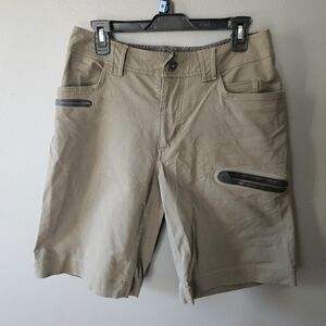 Lululemon Cadence Commute Pinstripe Shorts Zip Flap Pockets Green Mens Size 32